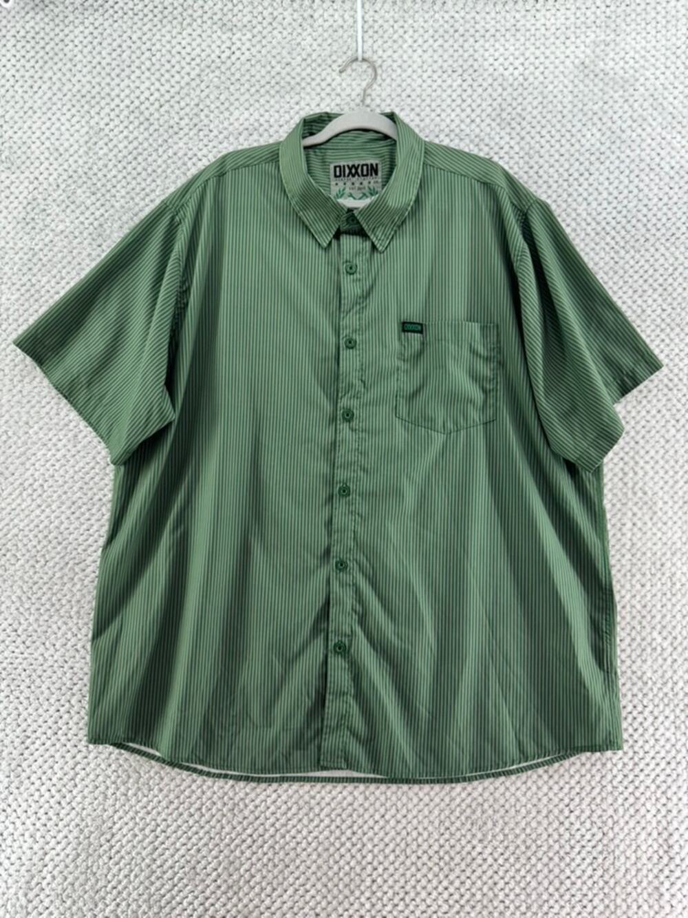 Dixxon The Benny Triple Striped Button Front Shirt Mens 3X Green Short Sleeve